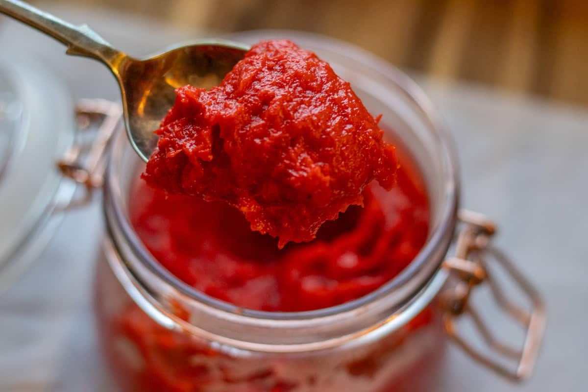 a spoonful of red pepper paste