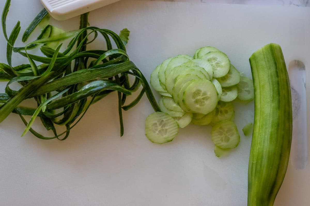 peeled and sliced cucumber